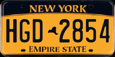 NY license plate HGD2854