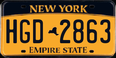 NY license plate HGD2863