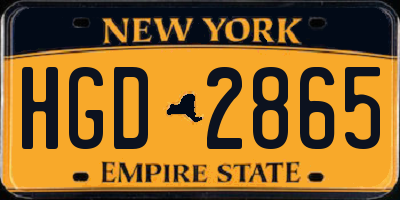 NY license plate HGD2865