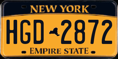 NY license plate HGD2872