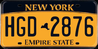 NY license plate HGD2876