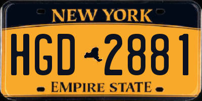 NY license plate HGD2881