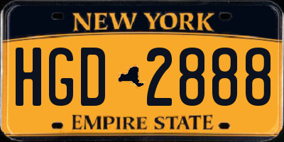NY license plate HGD2888
