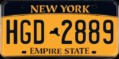 NY license plate HGD2889