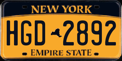 NY license plate HGD2892