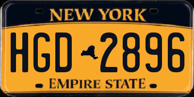 NY license plate HGD2896