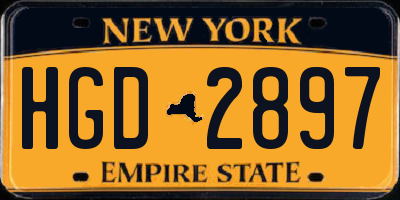 NY license plate HGD2897