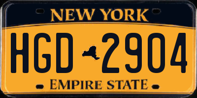 NY license plate HGD2904