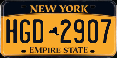 NY license plate HGD2907