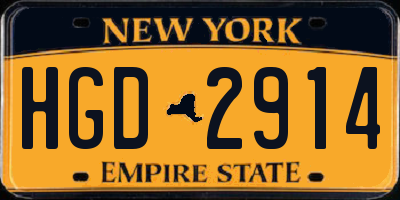 NY license plate HGD2914