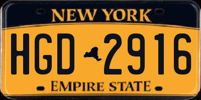 NY license plate HGD2916