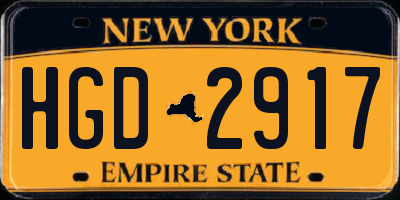 NY license plate HGD2917