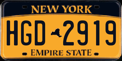 NY license plate HGD2919