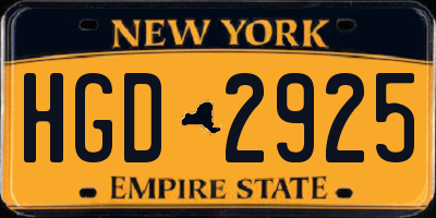 NY license plate HGD2925
