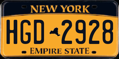 NY license plate HGD2928