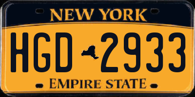 NY license plate HGD2933