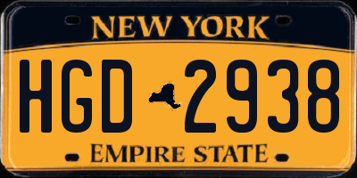 NY license plate HGD2938