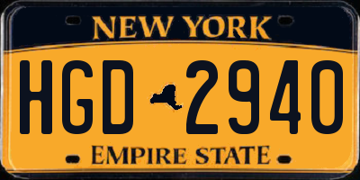 NY license plate HGD2940