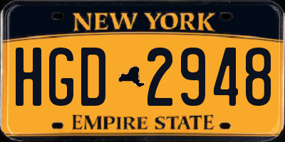 NY license plate HGD2948