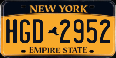 NY license plate HGD2952