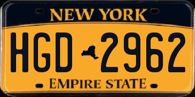 NY license plate HGD2962