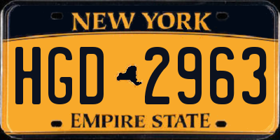 NY license plate HGD2963