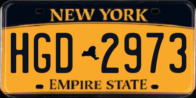 NY license plate HGD2973