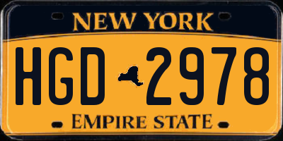 NY license plate HGD2978