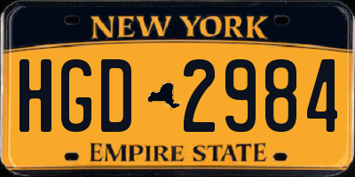 NY license plate HGD2984