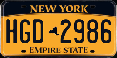 NY license plate HGD2986