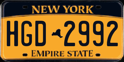 NY license plate HGD2992