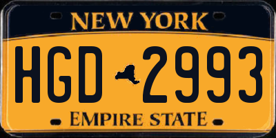 NY license plate HGD2993
