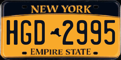 NY license plate HGD2995