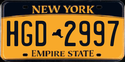NY license plate HGD2997