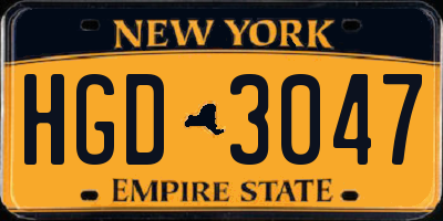 NY license plate HGD3047