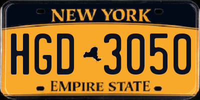 NY license plate HGD3050