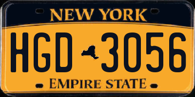 NY license plate HGD3056