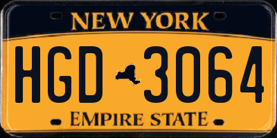 NY license plate HGD3064