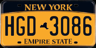 NY license plate HGD3086