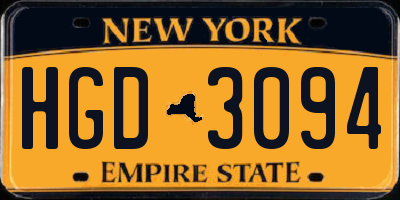 NY license plate HGD3094