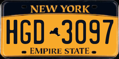 NY license plate HGD3097