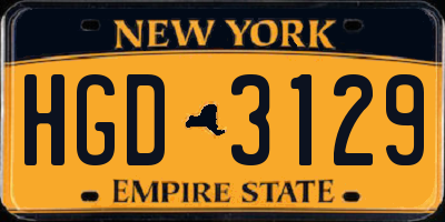 NY license plate HGD3129