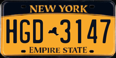 NY license plate HGD3147
