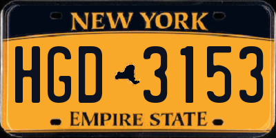 NY license plate HGD3153