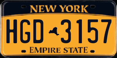 NY license plate HGD3157