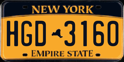 NY license plate HGD3160