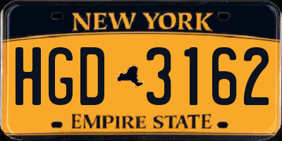 NY license plate HGD3162