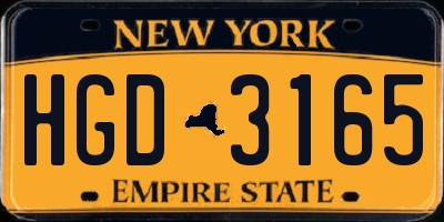 NY license plate HGD3165