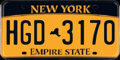 NY license plate HGD3170
