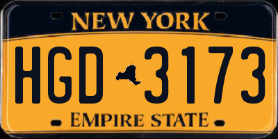 NY license plate HGD3173